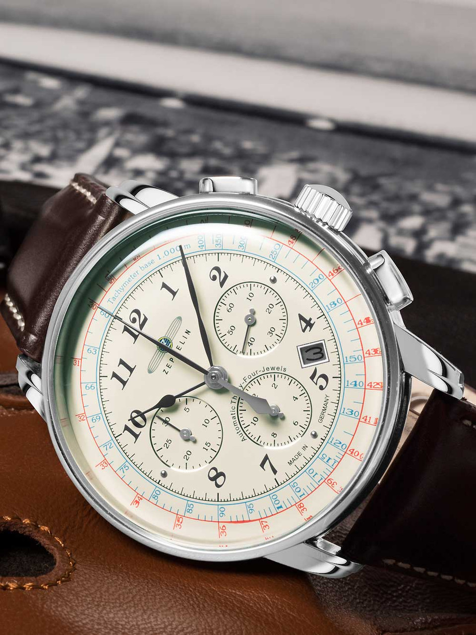 42mm owlica LZ126 | 7624-5 automatic - chrono Zeppelin Angeles Los Genuine 5ATM Watches