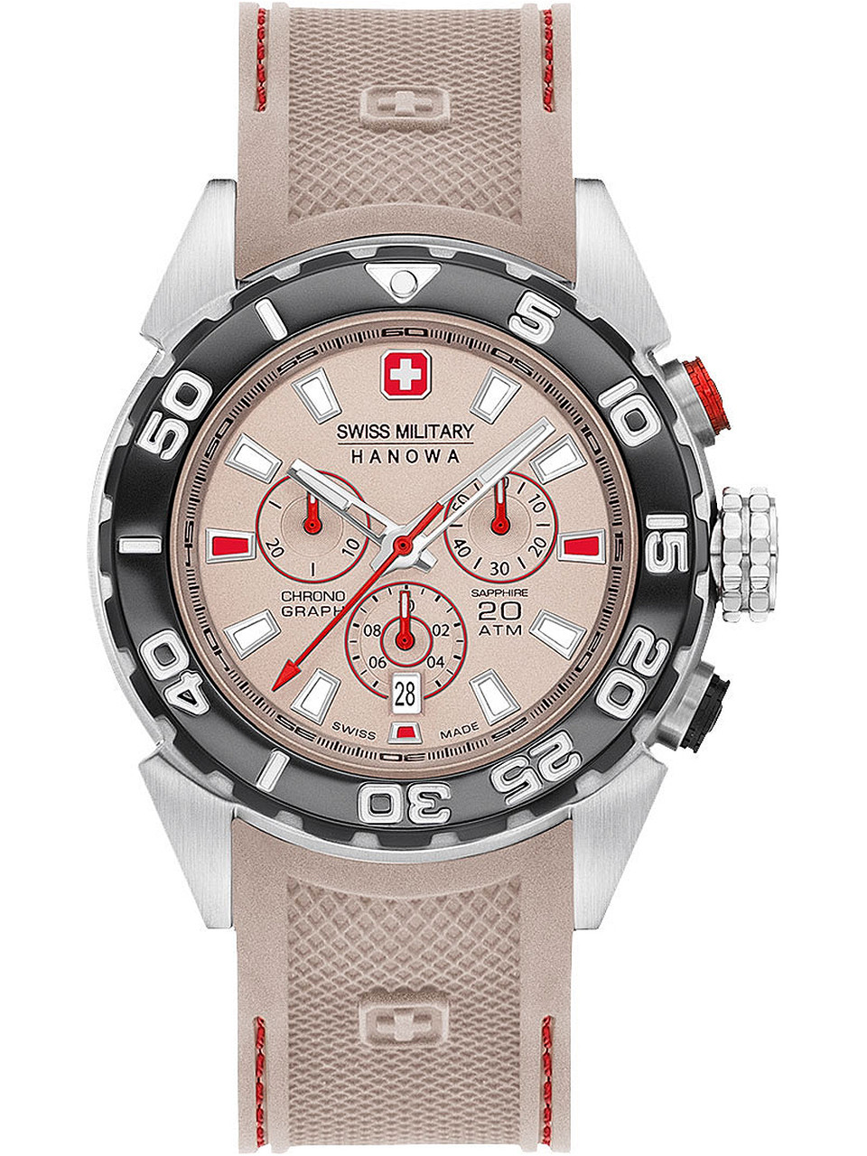 - 06-4324-04-014 Swiss 20ATM Diver Genuine owlica 45mm | Military Hanowa Scuba Watches chrono