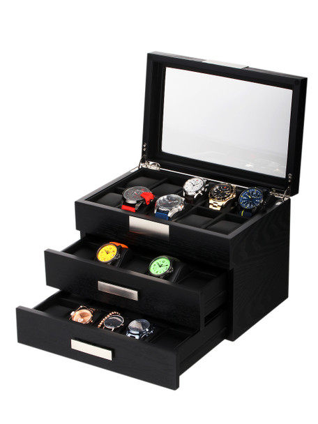 Rothenschild Watch Box RS-2350-30BL for 30 Watches Black