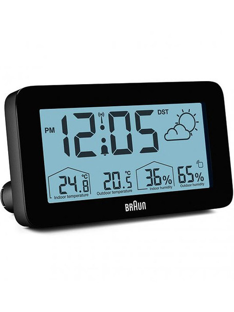 Braun BC13BP digital alarm clock w- weather station