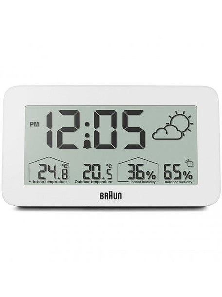 Braun BC13WP digital alarm clock w- weather station