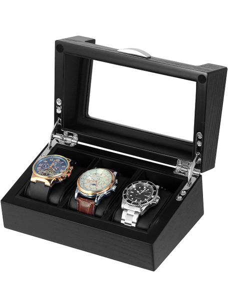 Rothenschild watch box RS-2375-3-OAK for 3 watches black