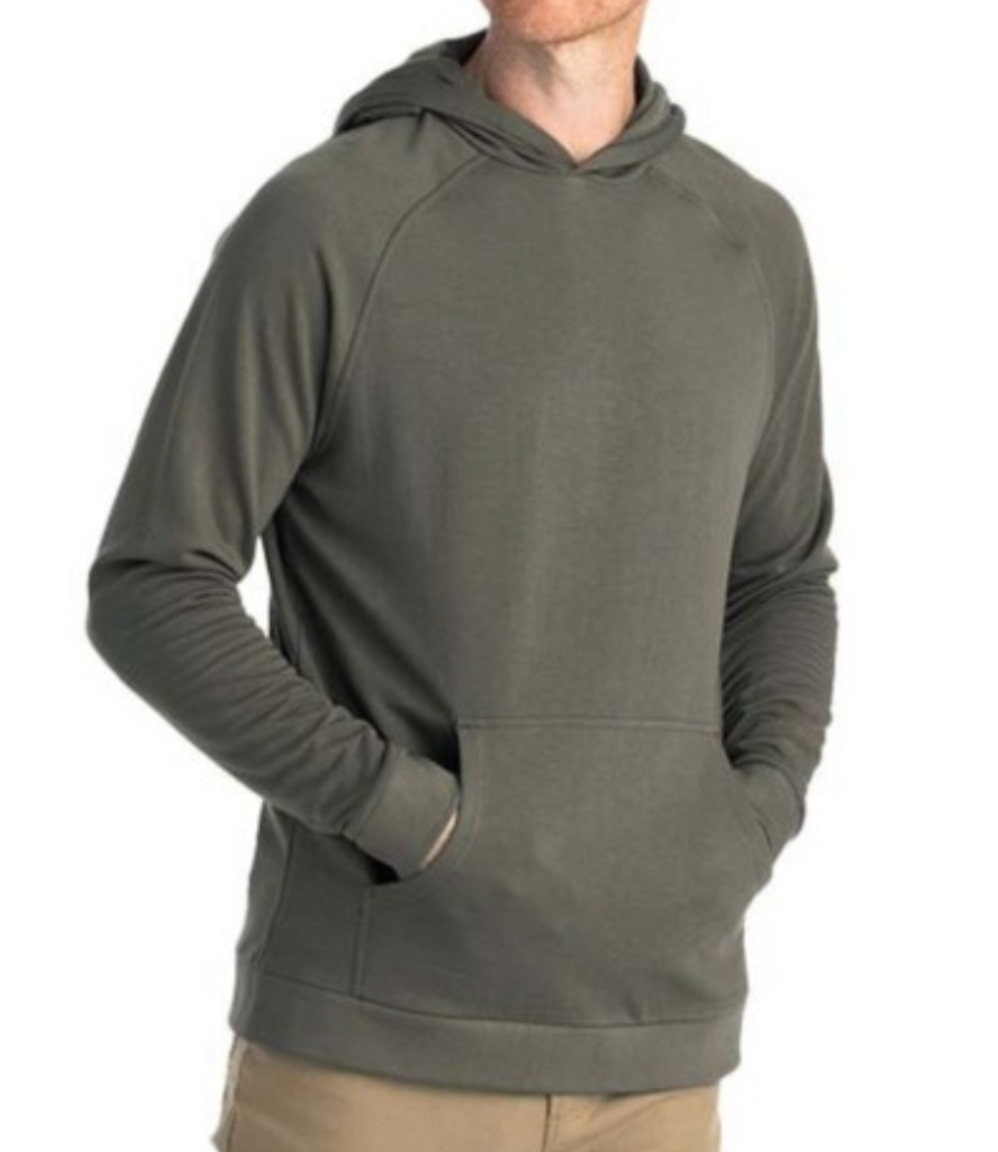 Wyoming Fly Fishing Free Fly Men's Bamboo Lightweight Fleece Hoody Embroidered Fatigue - 3XL, Fatigue