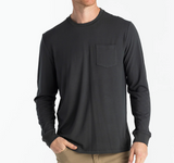 Wyoming Fly Fishing Free Fly Men's Bamboo Flex Long Sleeve Pocket Tee Black Sand