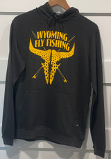 Wyoming Fly Fishing Free Fly Men's Bamboo Fleece Pullover Hoody Heather Black Logo