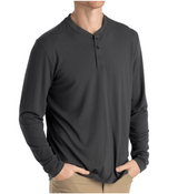 Wyoming Fly Fishing Free Fly Men's Bamboo Flex Long Sleeve Henley Black Sand