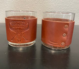 Wyoming Fly Fishing Whiskey Leather Rocks Glass