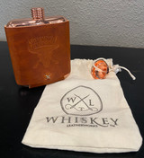 Wyoming Fly Fishing Whiskey Leather Stainless Steel flask brown