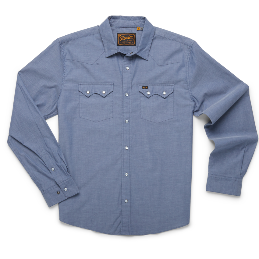 Howler Brothers Crosscut Snapshirt Classic Blue Chambray