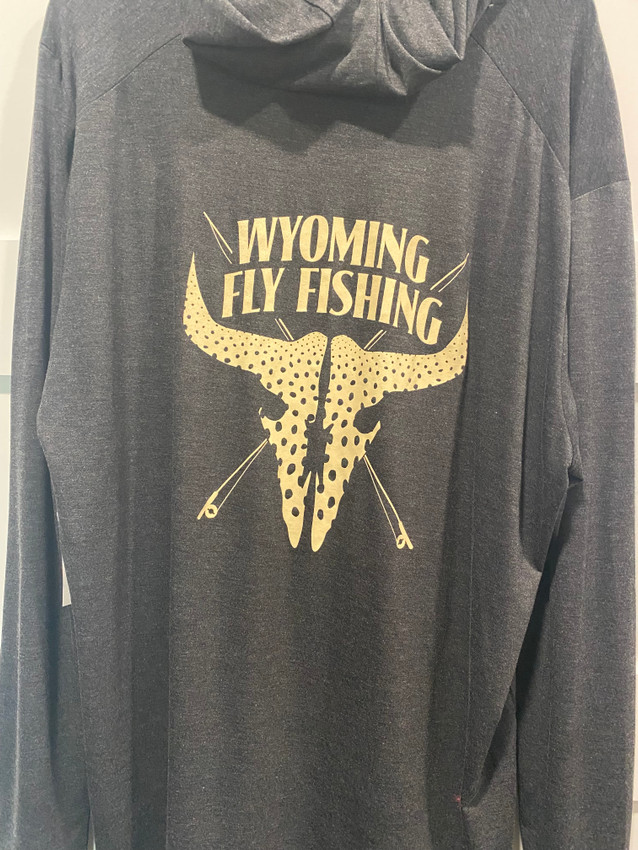 Wyoming Fly Fishing Free Fly Men's Bamboo Shade Hoody Heather Black Logo