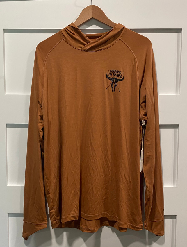 Wyoming Fly Fishing Free Fly Men's Clearwater Hoody Rust Logo