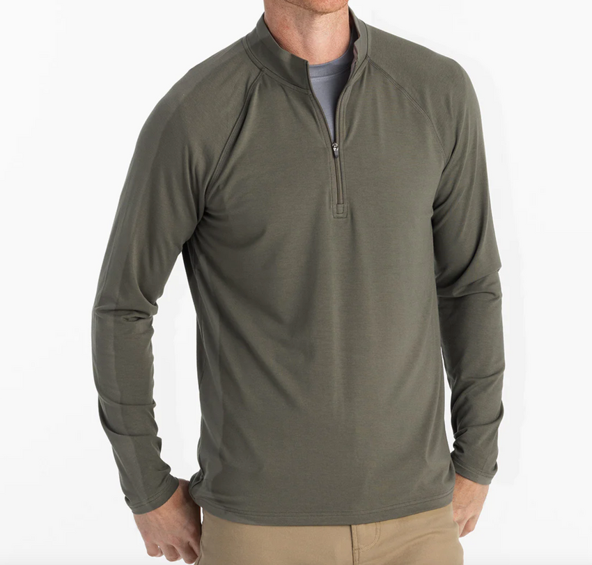 Wyoming Fly Fishing Free Fly Men's Bamboo Flex Quarter Zip Fatigue