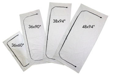 Economy White PVC/Vinyl Body Bag - Envelope Zipper - All Sizes