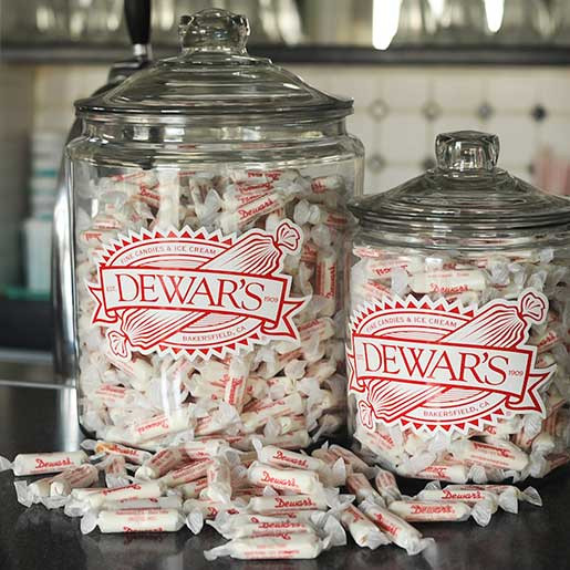 Original Taffy Candy Display Jar Dewar's Candy Shop