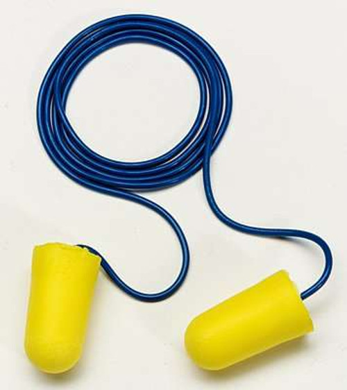 3M E.A.R. 312-1223 Taperfit Corded Earplug, 3M tapered earplugs, corded earplugs in poly bag, 3M corded tapered earplugs, sleeping earplugs, travel earbuds