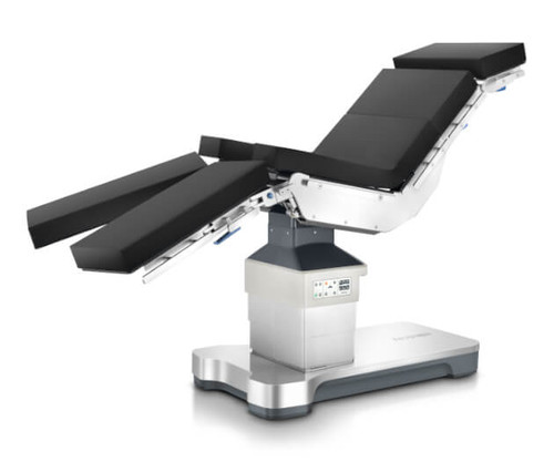 Mindray HyBase V8 operating table, surgical table with ultra-thin base for C-arm access, high-capacity operating table, OR table with intelligent collision protection system, modular operating table for multiple surgical disciplines,
electro-hydraulic OR table, surgical table top
