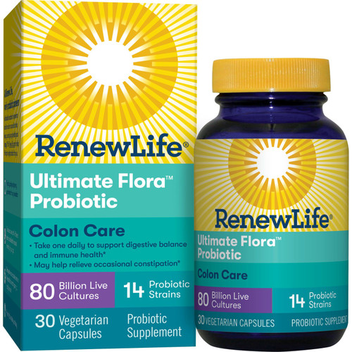 Renew Life Colon Care Ultimate Flora Probiotic 80 Billion 30 Vegetable Capsules