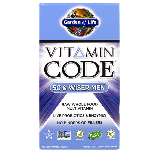 Garden of Life Vitamin Code 50 & Wiser Men 240 Vegetarian Capsules