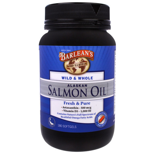 Barlean's Fresh & Pure Wild & Whole Alaskan Salmon Oil 180 Softgels