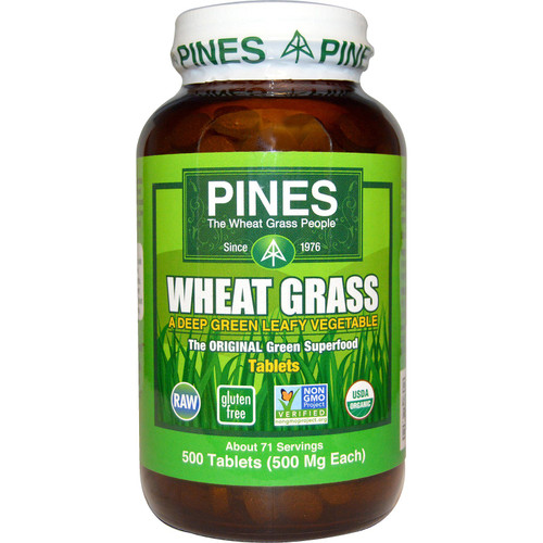 Pines International Organic Wheat Grass 500 mg 500 Tablets