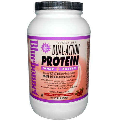 Bluebonnet 100% Natural Dual-Action Protein Powder Strawberry 2.1 lbs