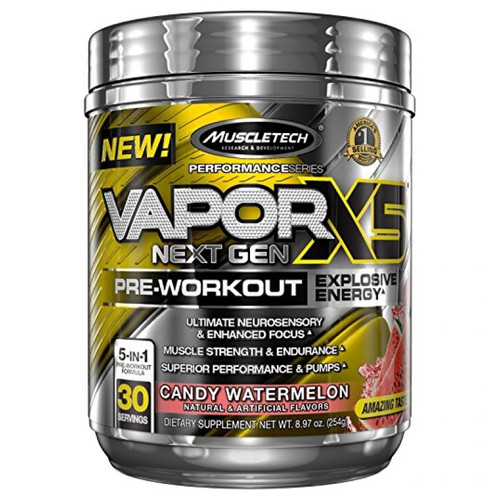MuscleTech VaporX5 Pre-Workout Candy Watermelon 8.97 oz 30 Servings