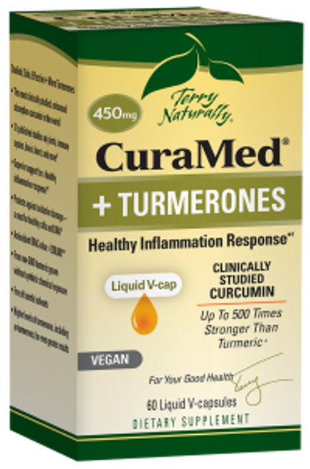 Terry Naturally CuraMed + Turmerones 60 Liquid Vegi Capsules