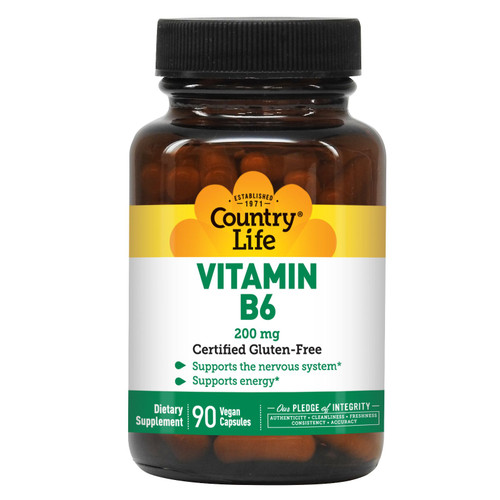 Country Life Vitamin B-6  200 Mg 90 Vegicaps