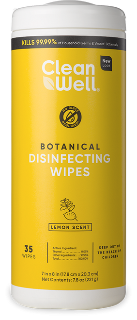 Clean Well Botanical Disinfecting Wipes Lemon Scent 35 Wipes