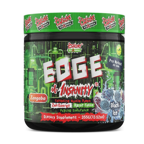 Psycho Pharma Edge of Insanity Pre Workout with Zengaba Black Ice 25 Servings