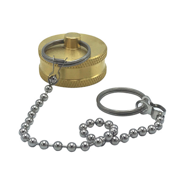 3/4" FHT Brass Hose Cap With Chain