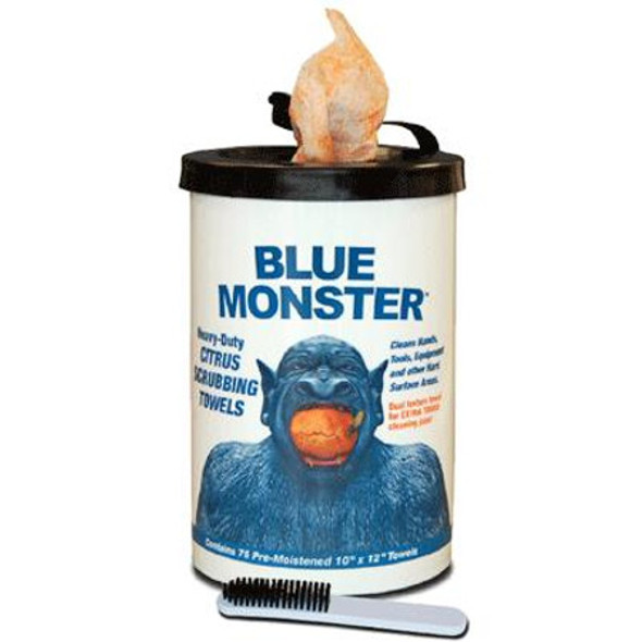 Blue Monster 77095 Citrus Scented Wipes with Nail Brush