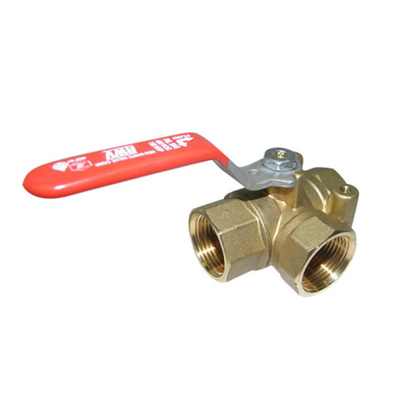 Red & White 5045 Brass 3-Way Ball Valve