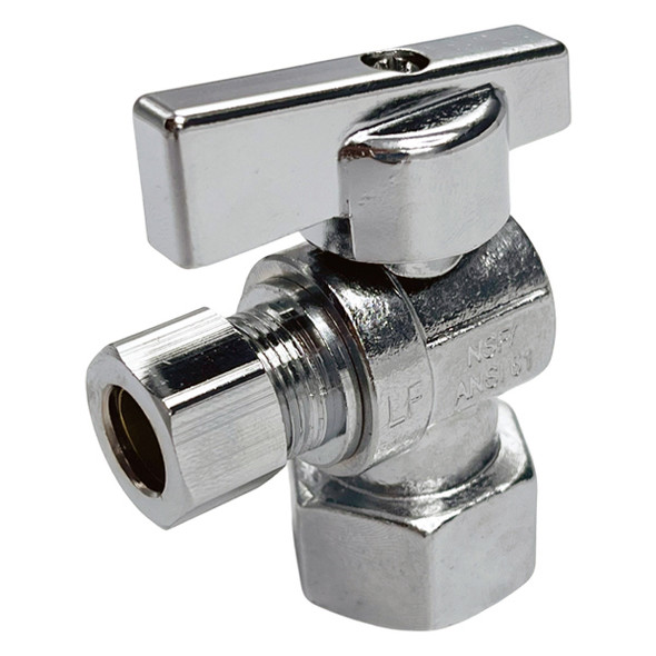 3/8" OD X 1/2" IPS Angle Quarter-Turn Compression Stop (Lead-Free)