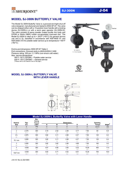 Grooved Butterfly Valve EPDM w/Gear Operator Spec