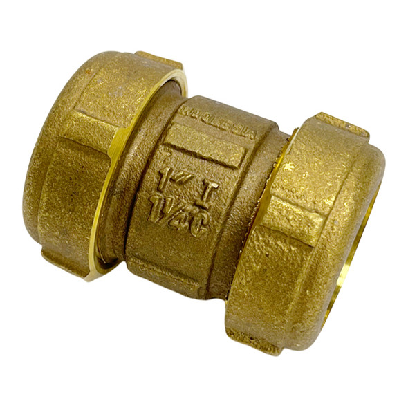 1" Short Brass Compression Coupling (Lead-Free)