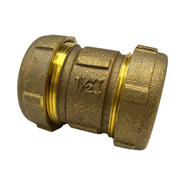 1 1/2" Short Brass Compression Coupling (Lead-Free)