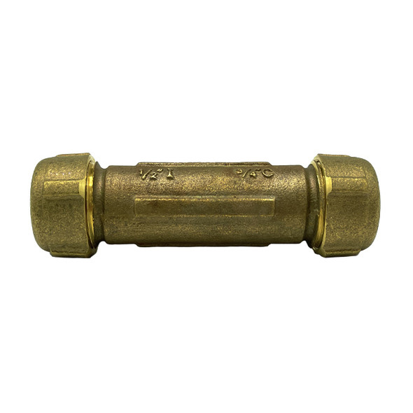 1/2" Long Brass Compression Coupling (Lead-Free)