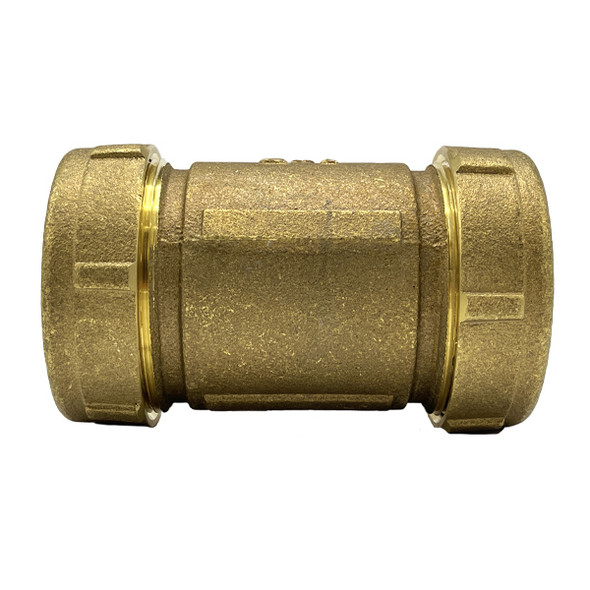 2" Long Brass Compression Coupling (Lead-Free)