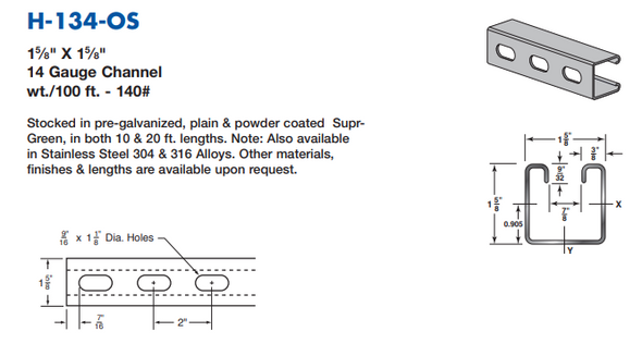 1-5/8 IN Slotted Strut Data Sheet