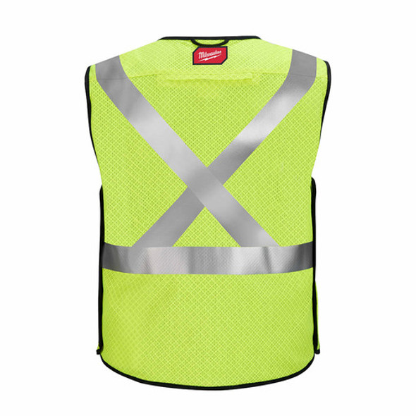 Milwaukee 48-73-5211 AR/FR Cat. 1 Class 2 Breakaway High Visibility Yellow Mesh Safety Vest - S/M