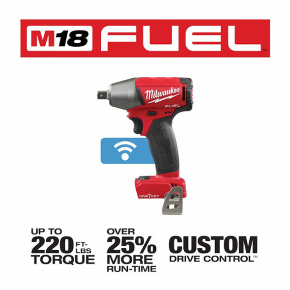 Milwaukee 2759-20 M18 FUEL 1/2" Compact Impact Wrench with Pin Detent with ONE-KEY (Bare Tool)