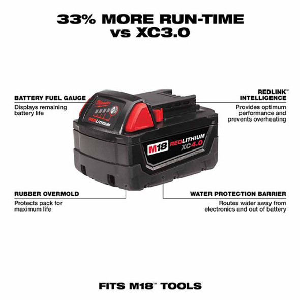 Milwaukee 48-11-1840 M18 REDLITHIUM XC 4.0 Extended Capacity Battery Pack