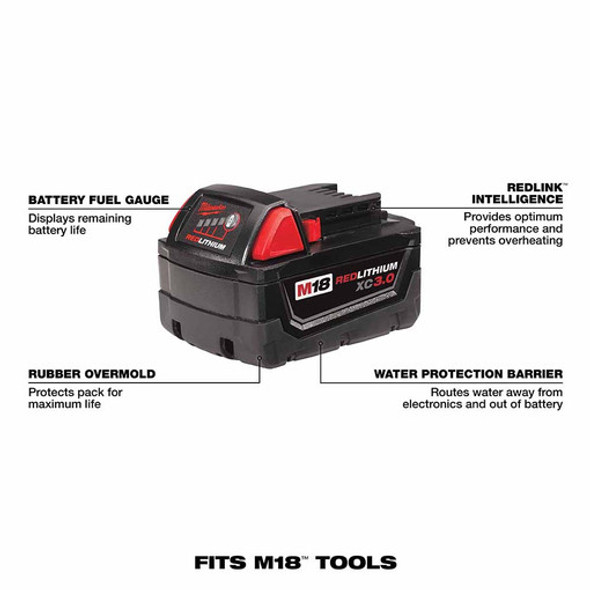 Milwaukee 48-11-1822 M18 XC High Capacity (3.0 AH) Redlithium Battery Two Pack