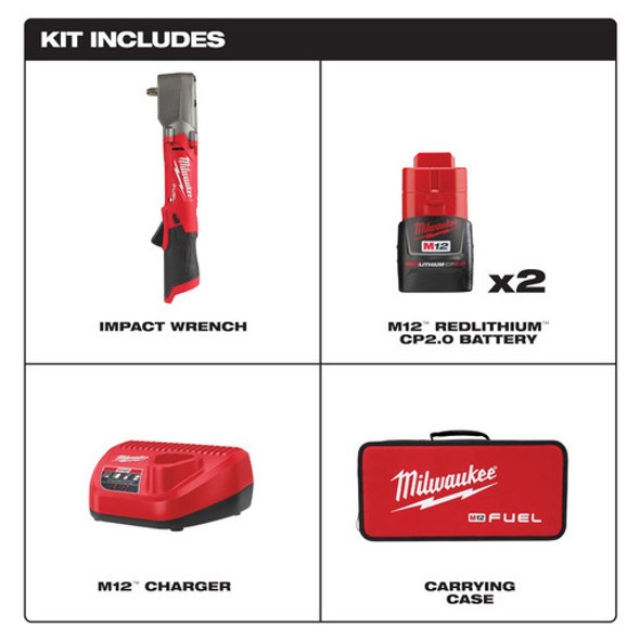 Milwaukee 2564-22 M12 FUEL 3/8" Right Angle Impact Wrench Kit