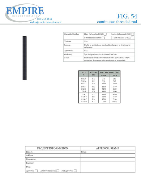 Empire Figure 54 – Continuous Threaded Rod Submittal