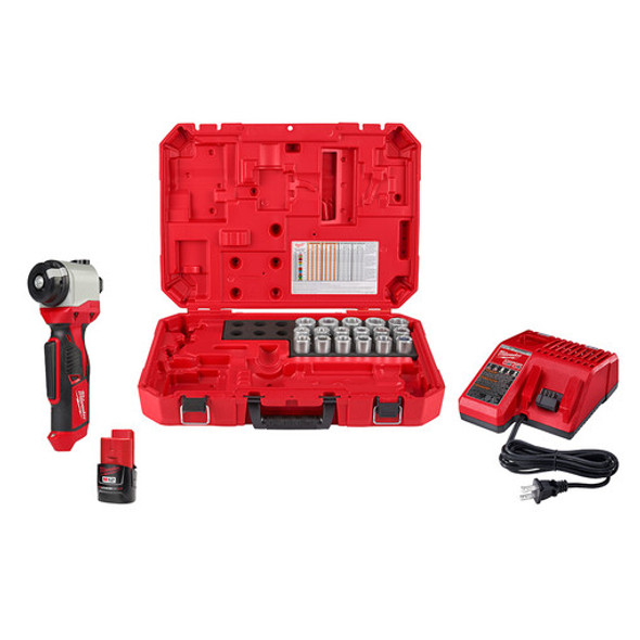 Milwaukee 2435CU-21S M12 Cable Stripper Kit with 17 Cu THHN / XHHW Bushings