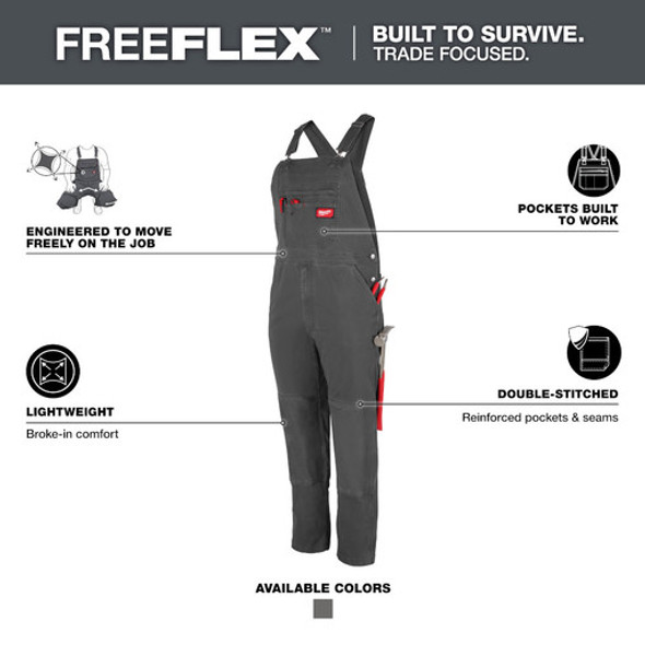 Milwaukee M850G-3432 FREEFLEX Unlined Bib Overalls 34x32