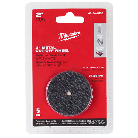 Milwaukee 49-94-2000 2" Metal Cut Off Wheel, 5-pack