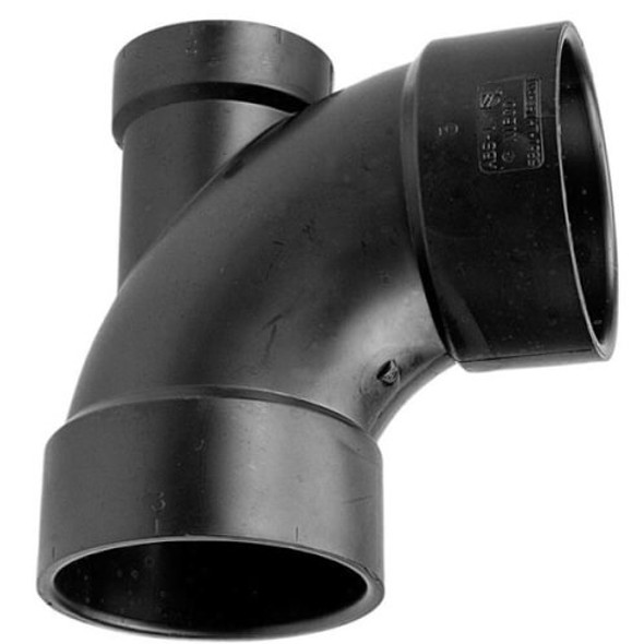 ABS DWV 90 Elbow W/ Low Heel Inlet (Hub x Hub x Hub)